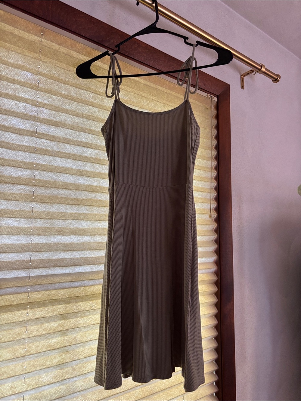 Forever 21 Taupe Ribbed Spaghetti-Strap Mini Dress